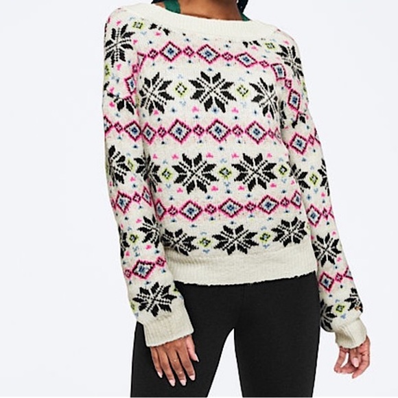 PINK Victoria's Secret Sweaters - Victoria Secret PINK reversible snowflake sweater